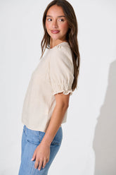 Oatmeal Linen Blend Melanie Top